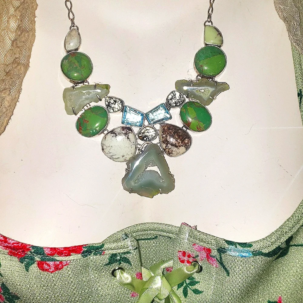 Showstopping Multi-Gemstone Extravaganza Statement Necklace - Picture 5 of 16